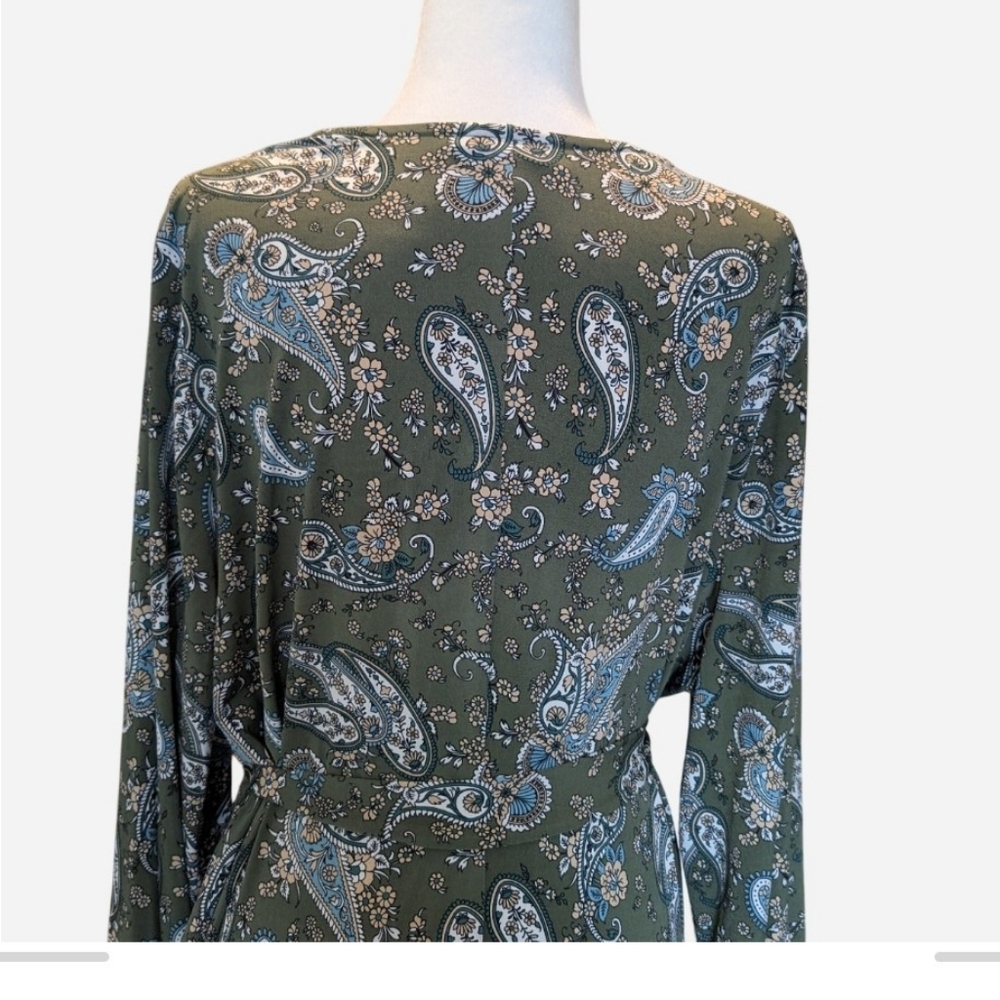 Pre-owned Lane Bryant Green Paisley Long Sleeve Dress Size 22/24 - Picture 5 of 16